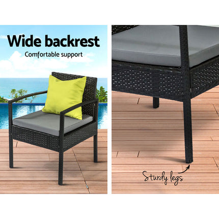 Gardeon Outdoor Sofa Set Wicker Lounge Setting Table and Chairs Storage Cover.
