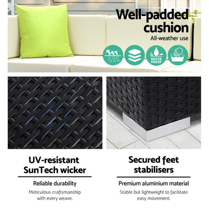 Gardeon 10-Piece Outdoor Sofa Set Wicker Couch Lounge Setting 9 Seater.