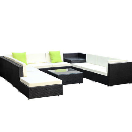 Gardeon 10-Piece Outdoor Sofa Set Wicker Couch Lounge Setting 9 Seater.