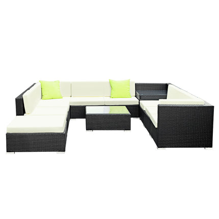 Gardeon 10-Piece Outdoor Sofa Set Wicker Couch Lounge Setting 9 Seater.