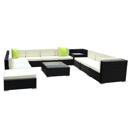Gardeon 10-Piece Outdoor Sofa Set Wicker Couch Lounge Setting 9 Seater.