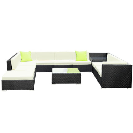 Gardeon 10-Piece Outdoor Sofa Set Wicker Couch Lounge Setting 9 Seater.