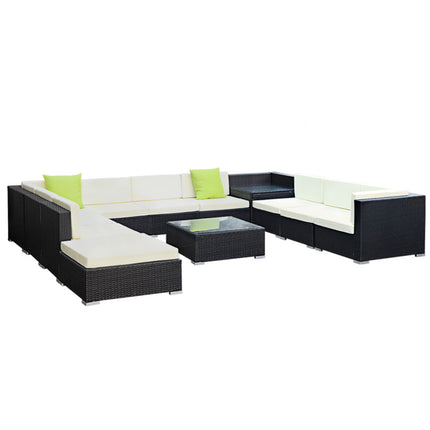 Gardeon 10-Piece Outdoor Sofa Set Wicker Couch Lounge Setting 9 Seater.