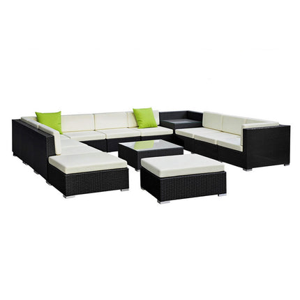 Gardeon 13-Piece Outdoor Sofa Set Wicker Couch Lounge Setting Cover.