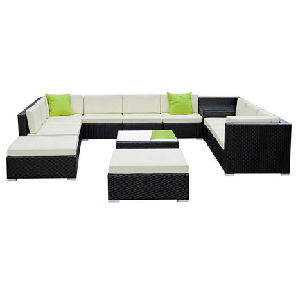 Gardeon 13-Piece Outdoor Sofa Set Wicker Couch Lounge Setting Cover.