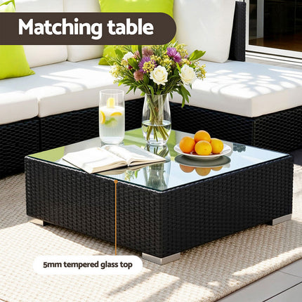 Gardeon 13-Piece Outdoor Sofa Set Wicker Couch Lounge Setting Cover.