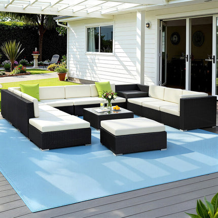 Gardeon 13-Piece Outdoor Sofa Set Wicker Couch Lounge Setting Cover.