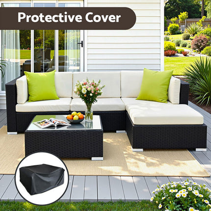 Gardeon 5-Piece Outdoor Sofa Set Wicker Couch Lounge Setting Cover.
