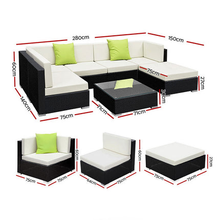 Gardeon 7-Piece Outdoor Sofa Set Wicker Couch Lounge Setting Cover.