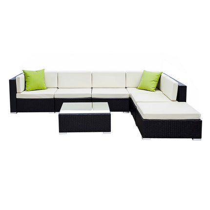Gardeon 7-Piece Outdoor Sofa Set Wicker Couch Lounge Setting Cover.