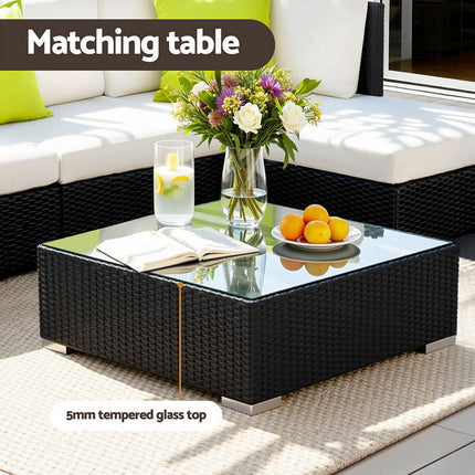 Gardeon 7-Piece Outdoor Sofa Set Wicker Couch Lounge Setting Cover.