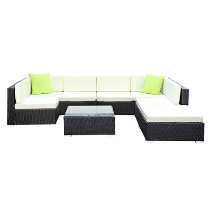 Gardeon 8-Piece Outdoor Sofa Set Wicker Couch Lounge Setting 7 Seater.