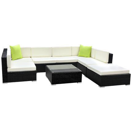 Gardeon 8-Piece Outdoor Sofa Set Wicker Couch Lounge Setting 7 Seater.