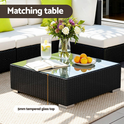 Gardeon 9-Piece Outdoor Sofa Set Wicker Couch Lounge Setting Cover.