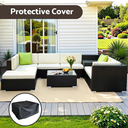 Gardeon 9-Piece Outdoor Sofa Set Wicker Couch Lounge Setting Cover.