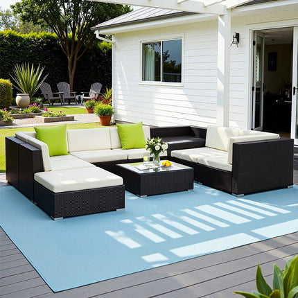 Gardeon 9-Piece Outdoor Sofa Set Wicker Couch Lounge Setting Cover.