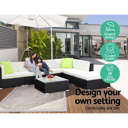 2PC Gardeon Outdoor Furniture Sofa Set Wicker Rattan Garden Lounge Chair Setting.