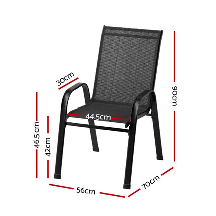 Gardeon 4PC Outdoor Dining Chairs Stackable Lounge Chair Patio Furniture Black.