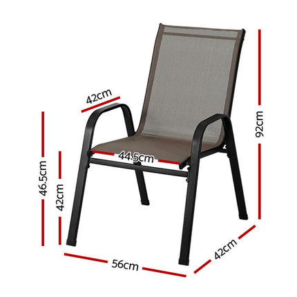 Gardeon 6PC Outdoor Dining Chairs Stackable Lounge Chair Patio Furniture Brown.