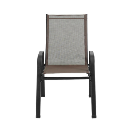 Gardeon 6PC Outdoor Dining Chairs Stackable Lounge Chair Patio Furniture Brown.