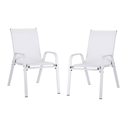 Gardeon 2PC Outdoor Dining Chairs Stackable Lounge Chair Patio Furniture White.