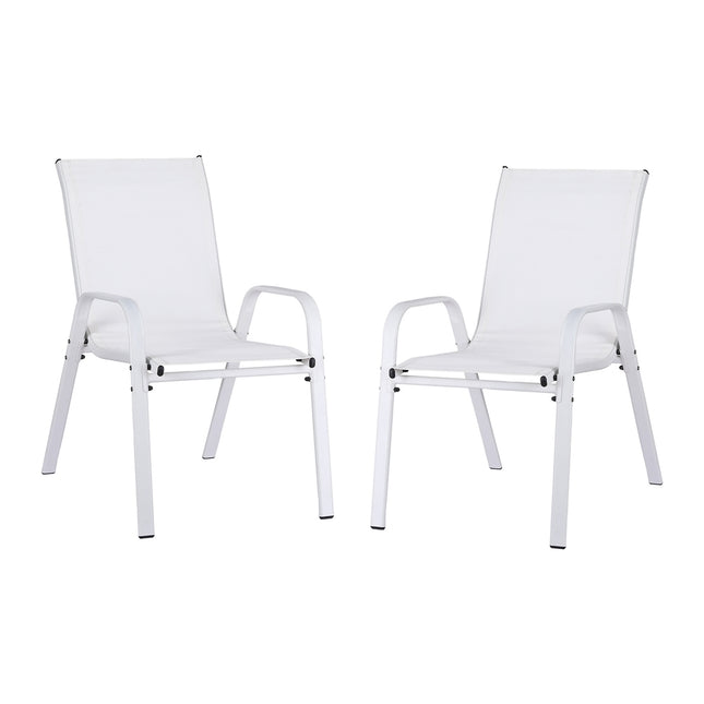 Gardeon 2PC Outdoor Dining Chairs Stackable Lounge Chair Patio Furniture White.
