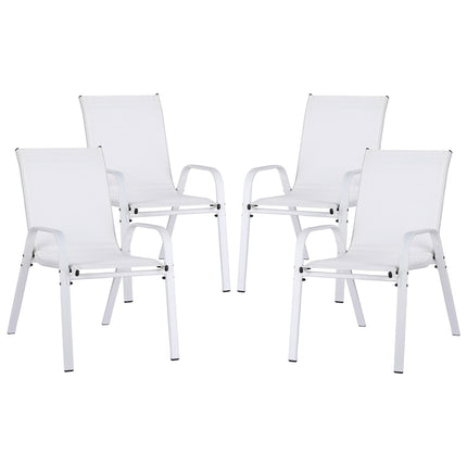 Gardeon 4PC Outdoor Dining Chairs Stackable Lounge Chair Patio Furniture White.