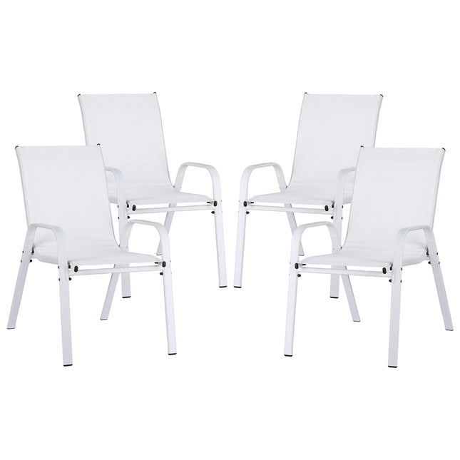 Gardeon 4PC Outdoor Dining Chairs Stackable Lounge Chair Patio Furniture White.