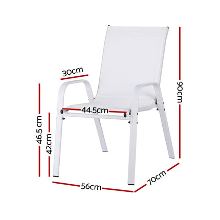 Gardeon 4PC Outdoor Dining Chairs Stackable Lounge Chair Patio Furniture White.