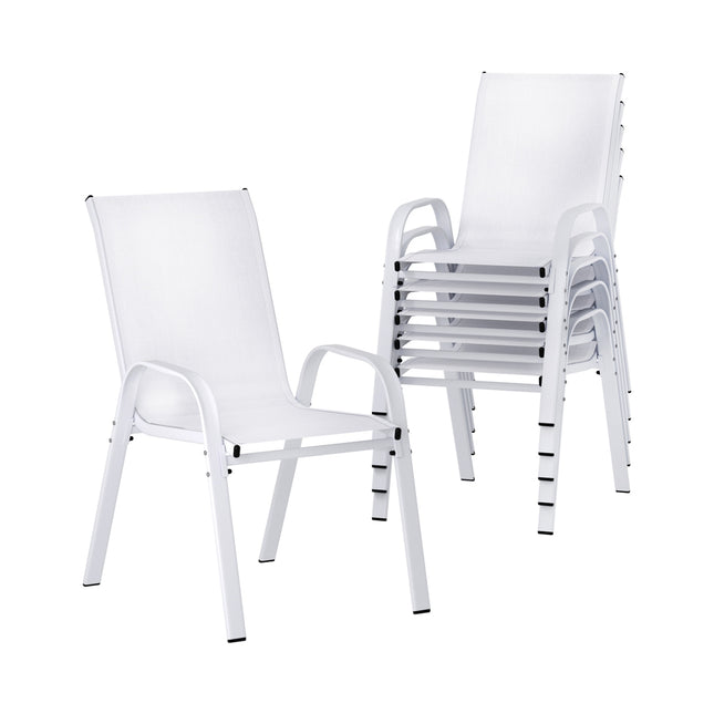 Gardeon 6PC Outdoor Dining Chairs Stackable Lounge Chair Patio Furniture White.