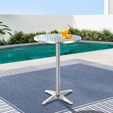 Gardeon Outdoor Bar Table Adjustable Aluminium Round 70/110cm.