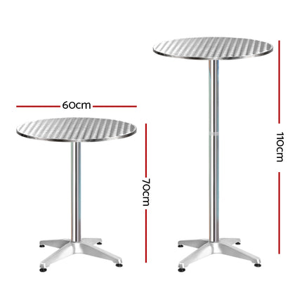 Gardeon Set of 2 Outdoor Bar Table Aluminium Round 70/110CM.