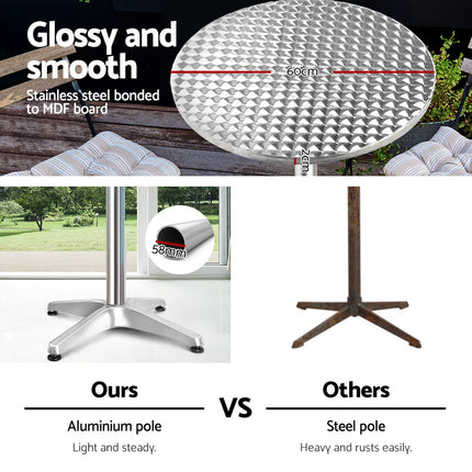 Gardeon Set of 2 Outdoor Bar Table Aluminium Round 70/110CM.