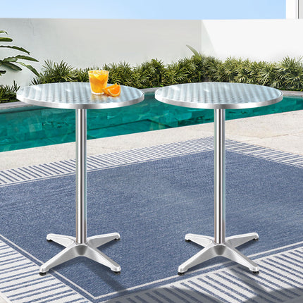 Gardeon Set of 2 Outdoor Bar Table Aluminium Round 70/110CM.