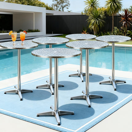 Gardeon Set of 6 Outdoor Bar Table Aluminium Round 70/110CM.