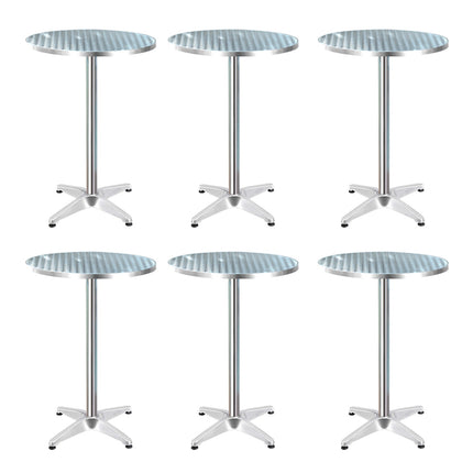 Gardeon Set of 6 Outdoor Bar Table Aluminium Round 70/110CM.