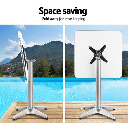 Gardeon Outdoor Bar Table Adjustable Aluminium Square 70/110cm.