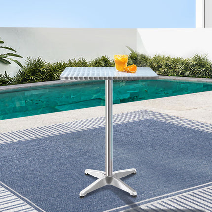 Gardeon Outdoor Bar Table Adjustable Aluminium Square 70/110cm.