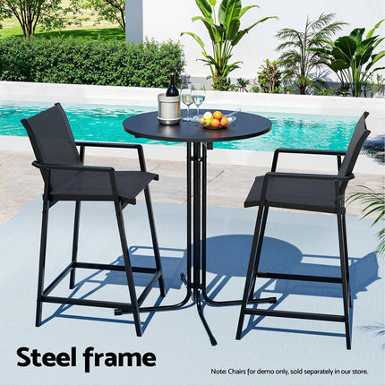 Gardeon Outdoor Bar Table Round Folding Desk Top 109cm Patio Furniture Black.