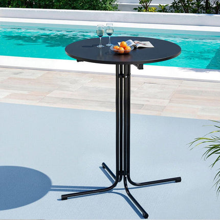 Gardeon Outdoor Bar Table Round Folding Desk Top 109cm Patio Furniture Black.