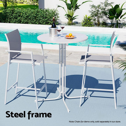 Gardeon Outdoor Bar Table Round Folding Desk Top 109cm Patio Furniture White.