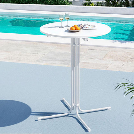 Gardeon Outdoor Bar Table Round Folding Desk Top 109cm Patio Furniture White.