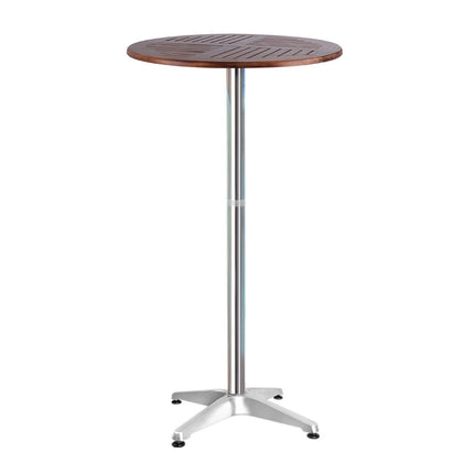 Gardeon Outdoor Bar Table Wooden Cafe Table Aluminium Pole Round.
