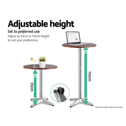 Gardeon 3-Piece Outdoor Bar Set Bistro Table Stools Adjustable Wooden Cafe.
