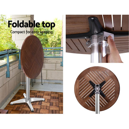 Gardeon 3-Piece Outdoor Bar Set Bistro Table Stools Adjustable Wooden Cafe.