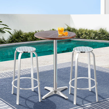 Gardeon 3-Piece Outdoor Bar Set Bistro Table Stools Adjustable Square Cafe.