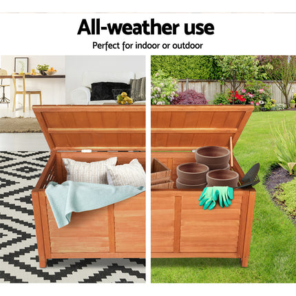 Gardeon Outdoor Storage Bench Box 210L Wooden Patio Furniture Garden Chair Seat.