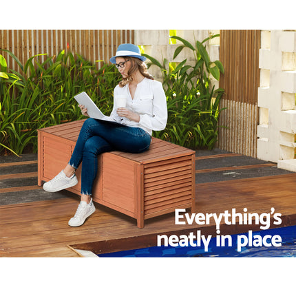 Gardeon Outdoor Storage Bench Box 210L Wooden Patio Furniture Garden Chair Seat.