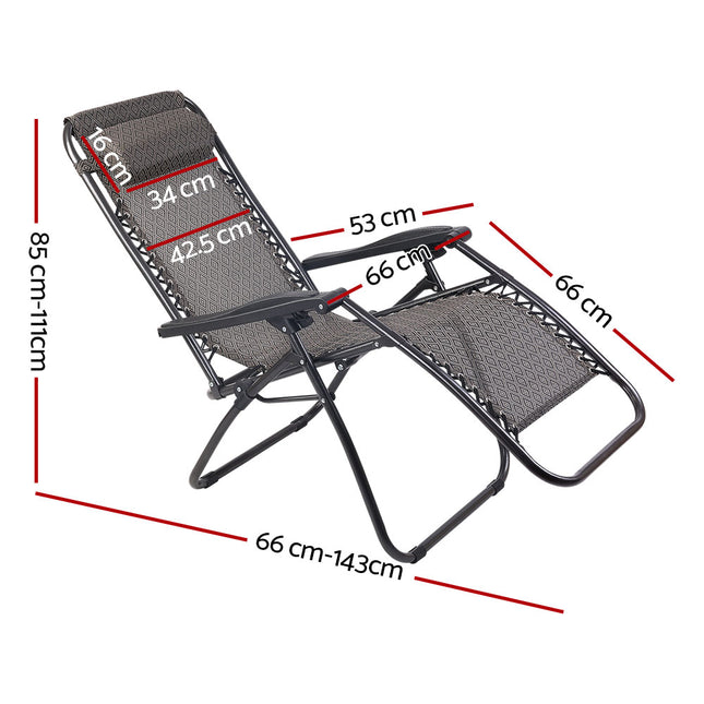 Gardeon Zero Gravity Chair Folding Outdoor Recliner Adjustable Sun Lounge Camping Beige.