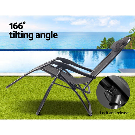Gardeon Zero Gravity Chair Folding Outdoor Recliner Adjustable Sun Lounge Camping Beige.